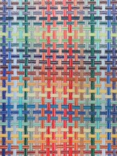 "If There Was Time" Abstract Brushstroke in Woven Grid Pattern