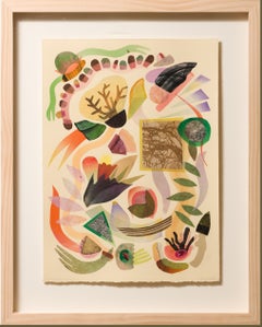 "the same mysterious animacy", Abstract, Collaged Monoprints, Watercolor, Photos