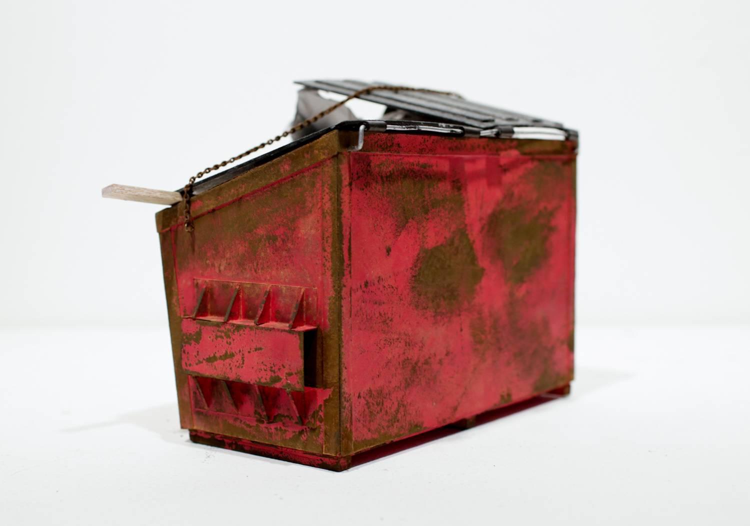Original miniature dumpster paper sculpture by Drew Leshko measuring 5”h x 6.75”w x 4”d.

About the Artist // Drew Leshko is a Philadelphia, Pennsylvania-based artist. Working from observation and photographs, the artist painstakingly recreates