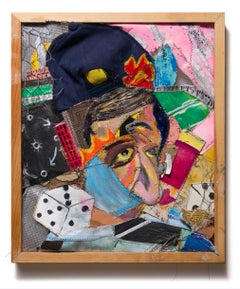 „Life Cycle“, genähte Mixed Media, menschliches Porträt, Textilien, Stadtlandschaft, Kubismus