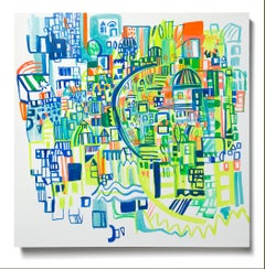 „West Ritner hill“ Farbforward Cityscape mit geometrischen Abstraktionselementen