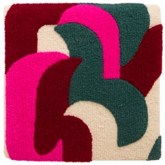 "DALL·E 2023-05-30 07.23.49" Textured, vibrant pink, green, red tufted piece
