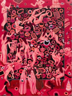 "Infernal Feast" Monochromatic Tablescape with Female Figures and Food