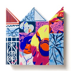 "You're Not Listening" Vibrant City and Floral Vignettes on Crown Panel