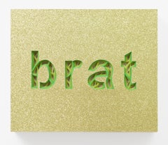 "BRAT" Layered Hand-Cut Paper with Glitter Effect by Charles Clary