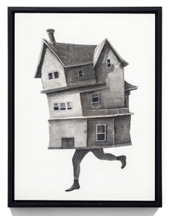 "The Meeting 29" Ink Transfer and Pastel Architectural Figure by Seth Clark