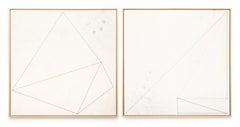 "Soft Bends / Tight Crop" Dittico, pittura astratta a tecnica mista geometrica