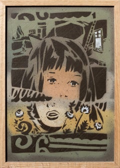 "Boundless (mini v2)", Aerosol and Acrylic Portrait of a Girl with Flowers