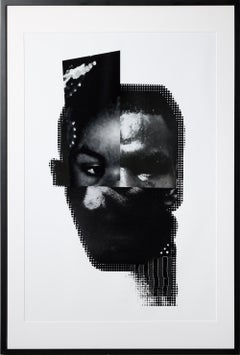 "Head of the Second Son", Contemporary Black-and-White Collage Portrait