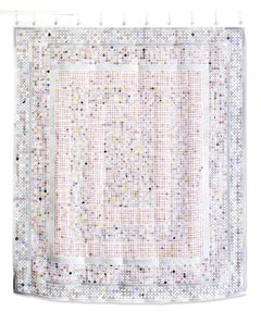 « Couverture de sécurité » suspendue tapisserie de collage de papier brodé, géométrique