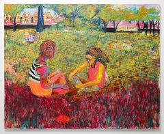 "Healing Grounds", Contemporary Figurative Oil Mixed Media Painting