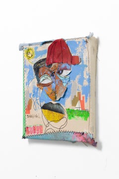 « Hearin’ Tha Spirit [1] », portrait abstrait et figuratif sous forme de collage textile
