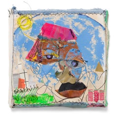"Hearin’ Tha Spirit [3]", Mixed-Media Textile Assemblage Portrait Stitched