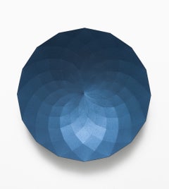 "Vault in Lapis", Abstract Geometric Blue Paper Wall Sculpture