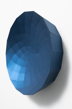 "Vault in Lapis", Abstract Geometric Blue Paper Wall Sculpture