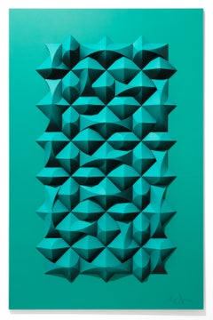 "Omoplata 303", Green Folded Archival Geometric Paper Sculpture