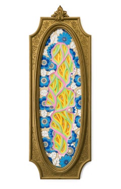 "Memento Morididdle Movement #221", Layered Paper Patterned Sculpture Framed