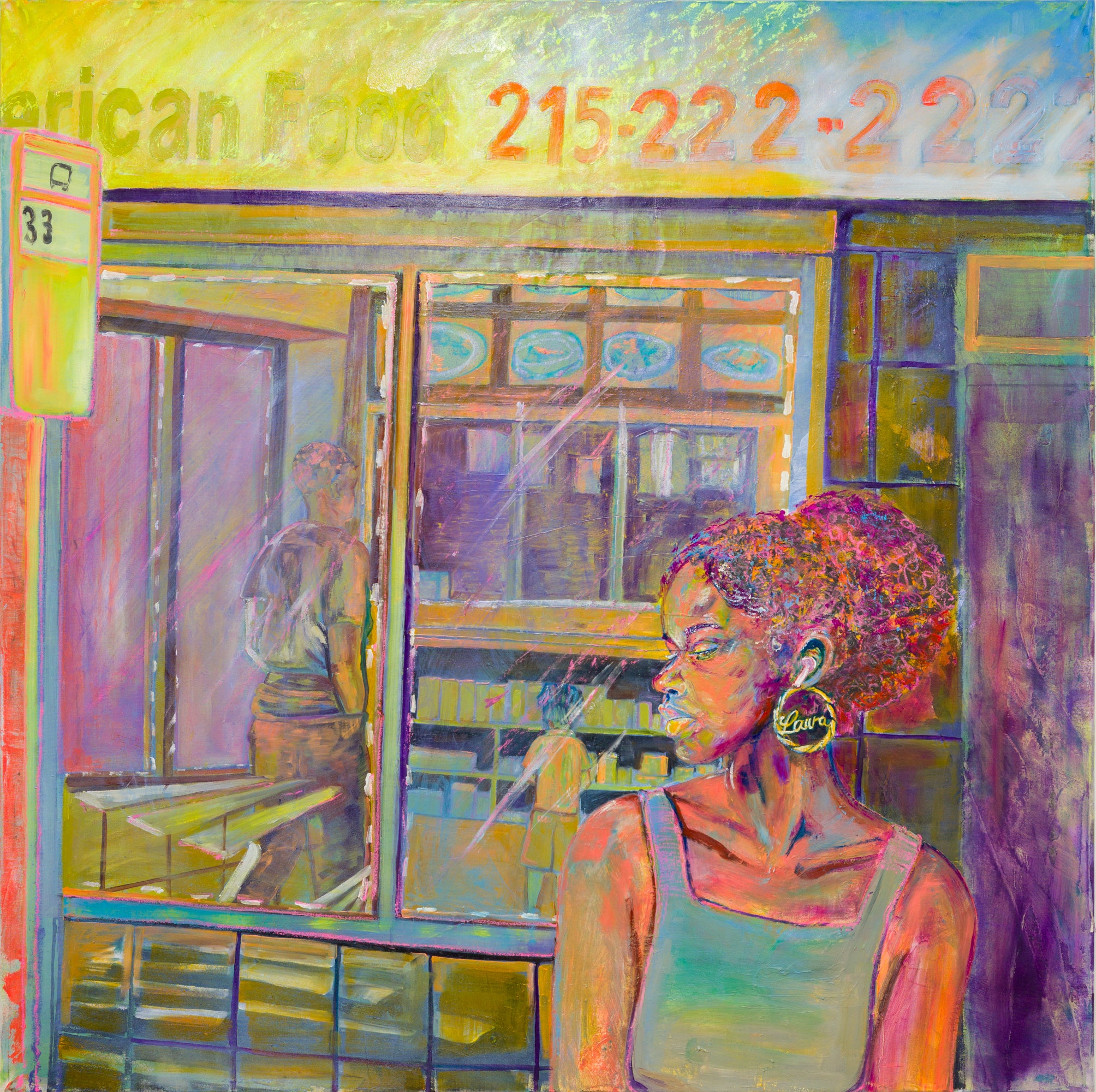 Portrait Painting de Eustace Mamba - «Laura, (tiene el control)», óleos sobre lienzo. Mujer contemporánea, de Storefront