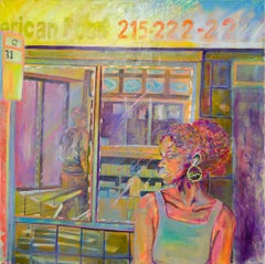 «Laura, (tiene el control)», óleos sobre lienzo. Mujer contemporánea, de Storefront