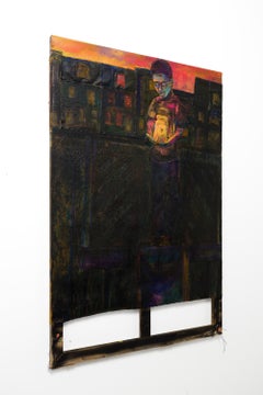 „Kindred Spirits (Last Lightning Bug)“, figuratives Gemälde in Mischtechnik