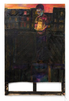 „Kindred Spirits (Last Lightning Bug)“, figuratives Gemälde in Mischtechnik