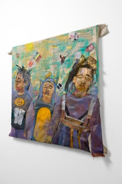 „Knights (Hope)“, figurative Textil-Assemblage aus verschiedenen Materialien, genäht