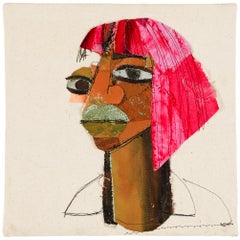 „Hope, Abstracted“, Textil-Assemblage aus verschiedenen Materialien, genähtes Porträt