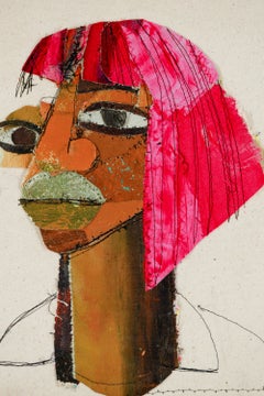 «Hope, Abstracted», retrato cosido en un ensamblaje textil de técnica mixta