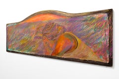 "Lavender Dreams", Colorful Figurative Mixed Media Painting of Resting Figure