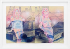 "Study for In the Flats", Colorful Contemporary Figurative Diptych