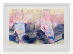 "Study for In the Flats", Colorful Contemporary Figurative Diptych