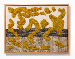« Maravilla » : œuvre textile contemporaine tissée à la main avec de la laine teinte au souci