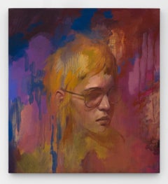 “Transcendent" Contemporary Figurative Oil Portrait Painting with Glasses