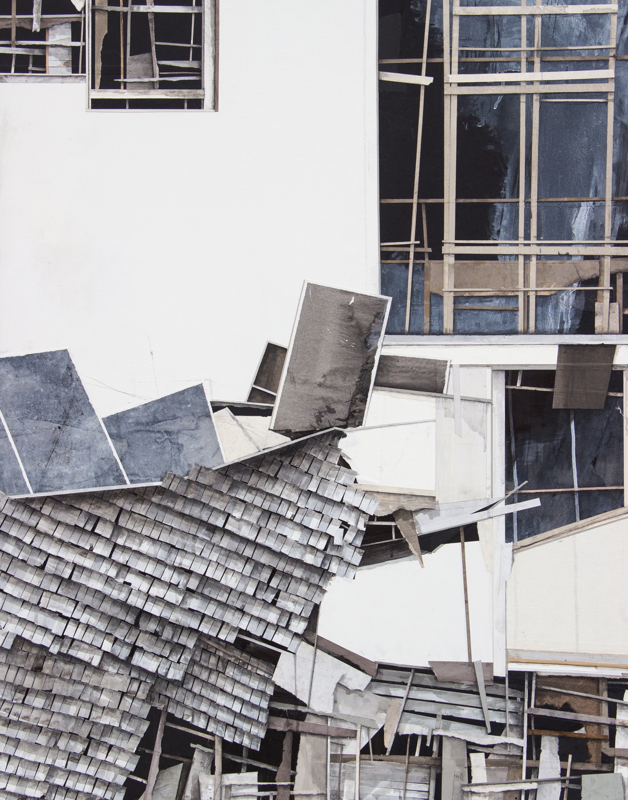 Fragments I: Mixed Media Artwork in Charcoal and Acrylic on Wood