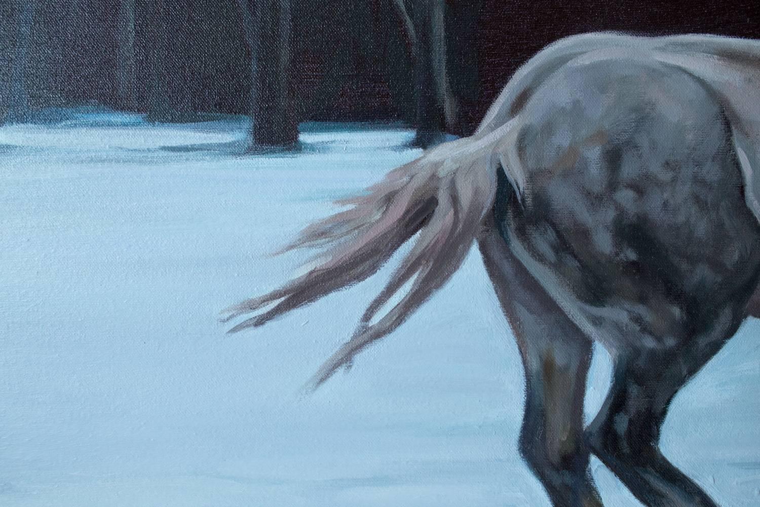 This painting of a horse in a snowy landscape titled 