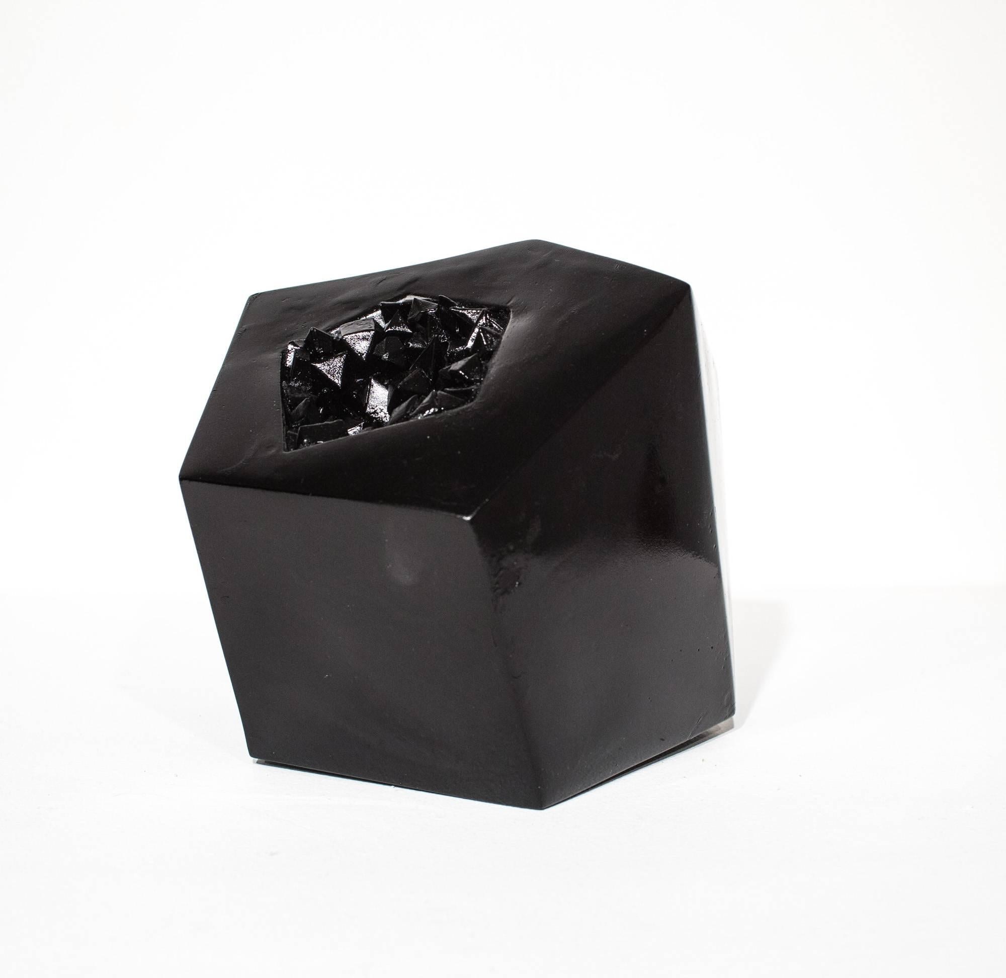 Paige Smith (A Common Name) Abstract Sculpture - "Obsidian Geode" Geological sculpture, Silicone and Resin