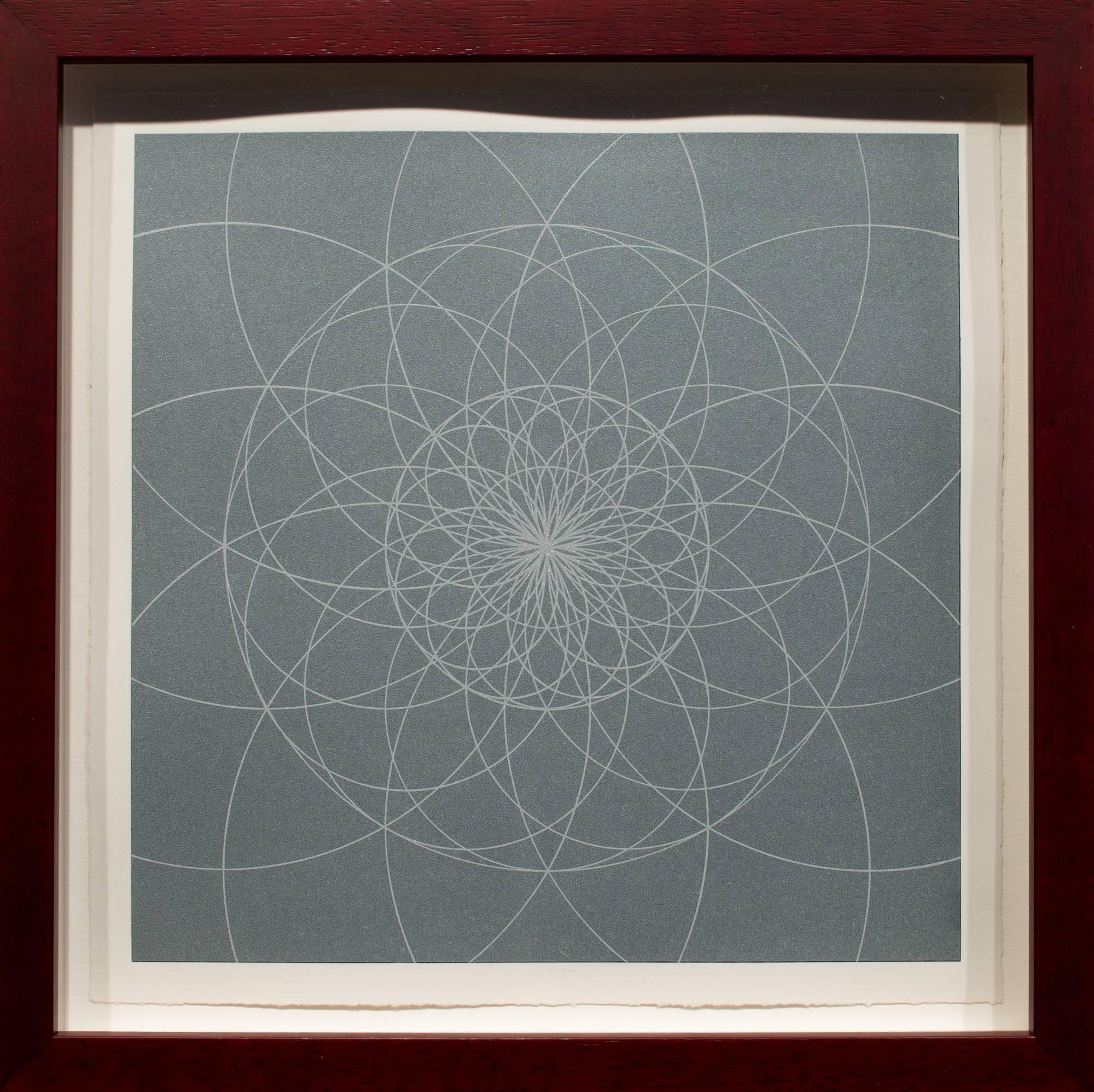 Toroidal in Silver Pearl and Mica - Contemporary Print by Chad Lassin