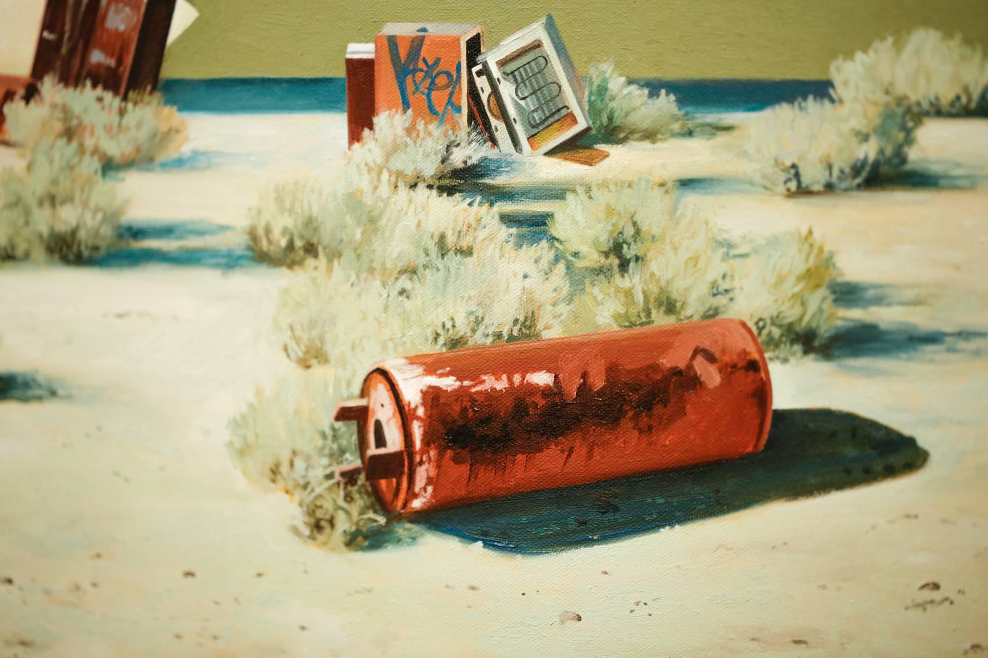 « Bakersfield II », peinture à l'huile hyperréaliste, paysage à graffitis, photoréaliste - Réalisme Painting par Jessica Hess
