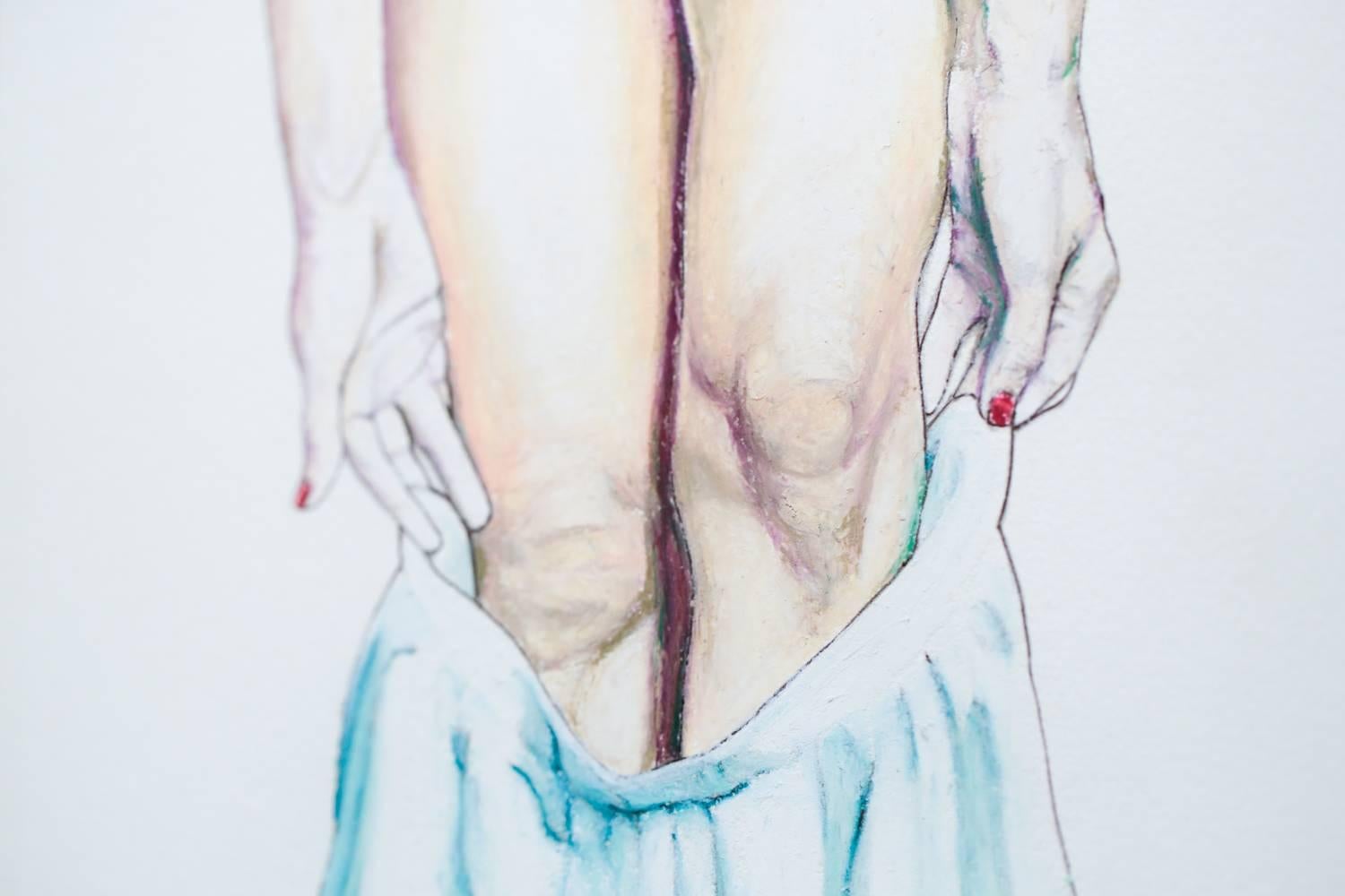 „You In That Dress“ Ölpastell, Beine, Ölpastell – Art von Lauren Rinaldi