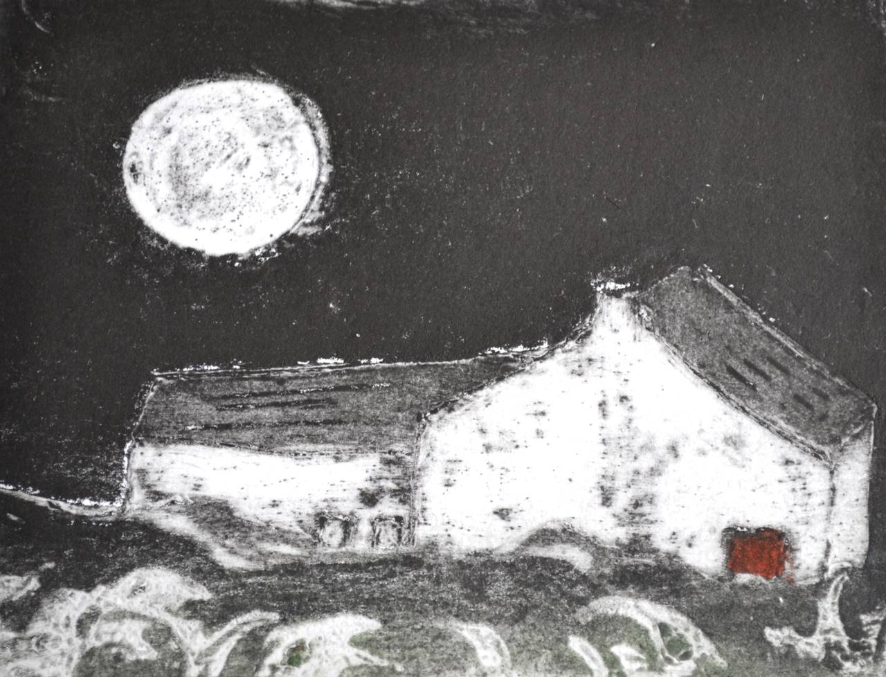Ian Laurie Landscape Print - Full Moon, Red Door
