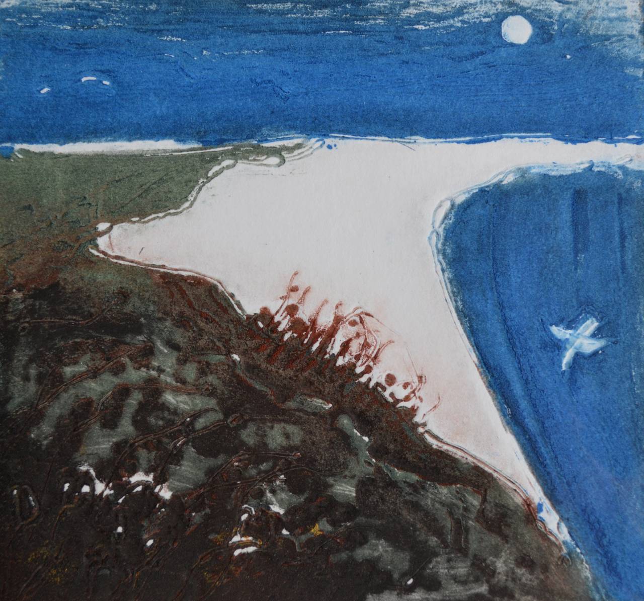 Ian Laurie Print - Moonlit Cliif Top, Blue