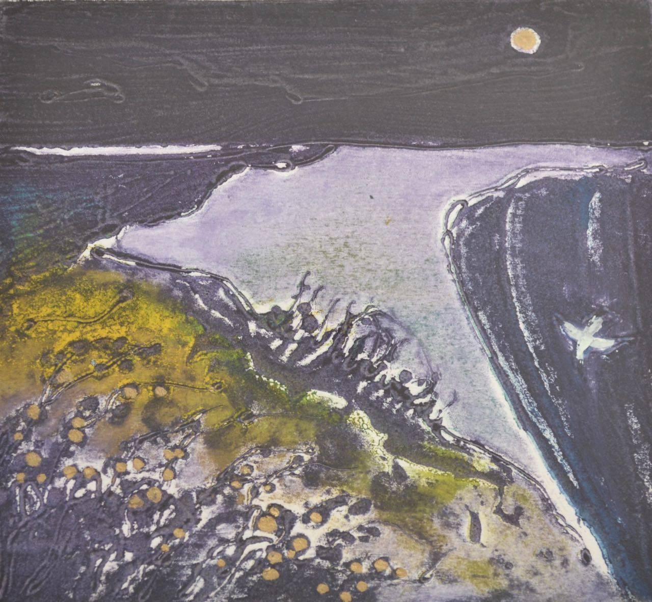 Ian Laurie Landscape Print - Moonlight In Purple:Contemporary Limited Edition Etching