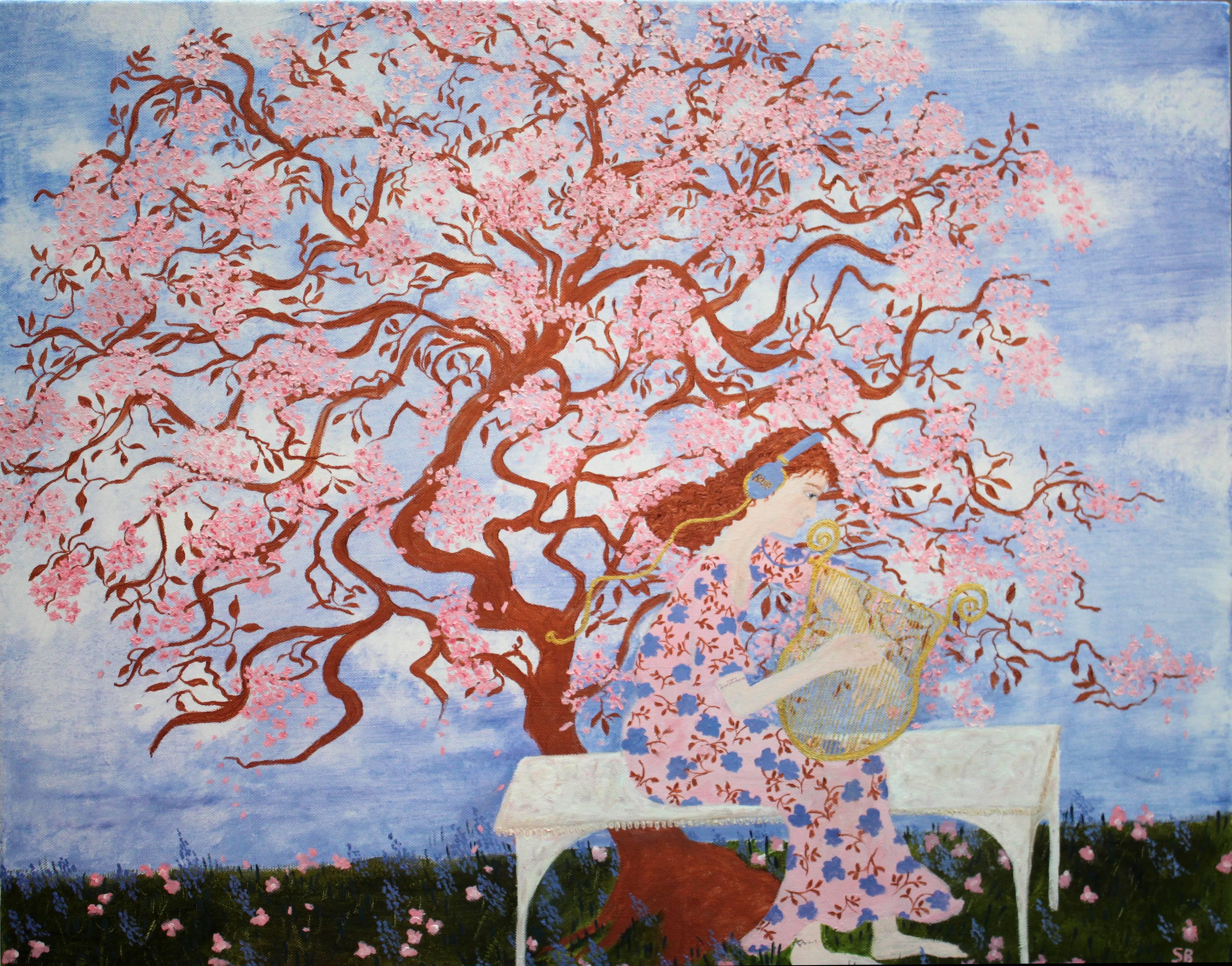 Susan Bleakley Figurative Painting - Tuned Into Tree