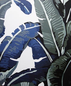 Feuilles de banane, 4 : Peinture contemporaine de nature morte à l'acrylique sur toile 