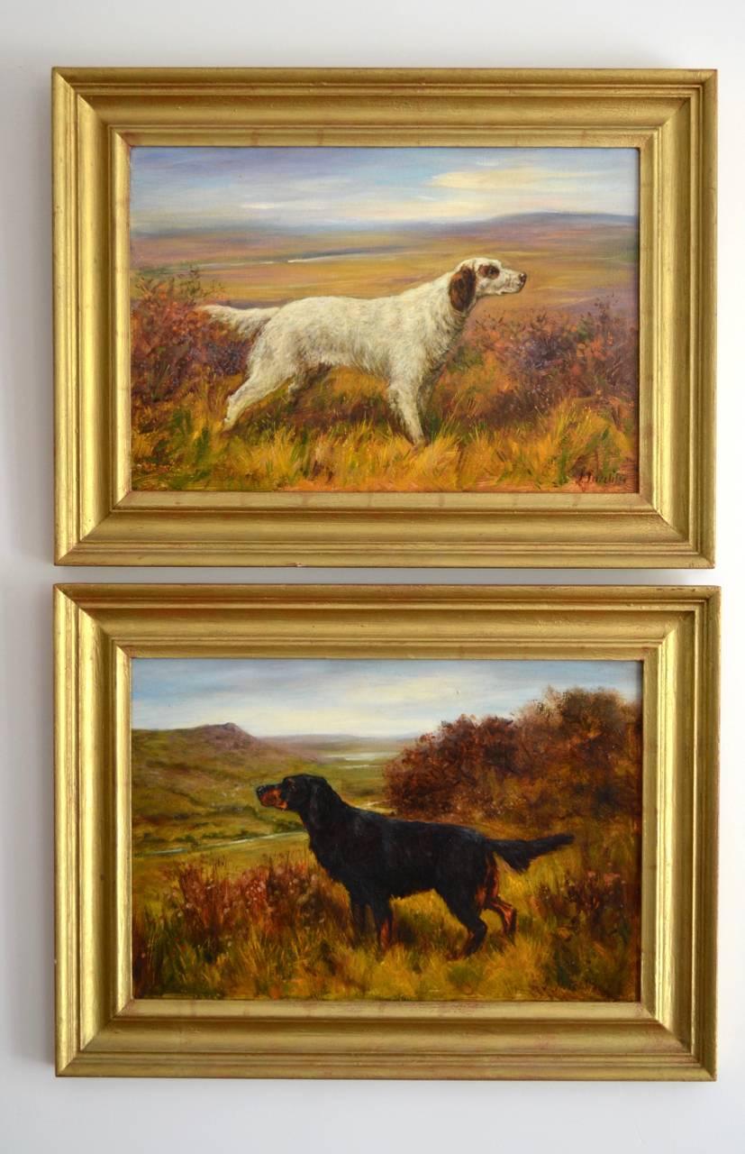 John E. Sutcliffe Animal Painting - Pair Of Hunting Dogs