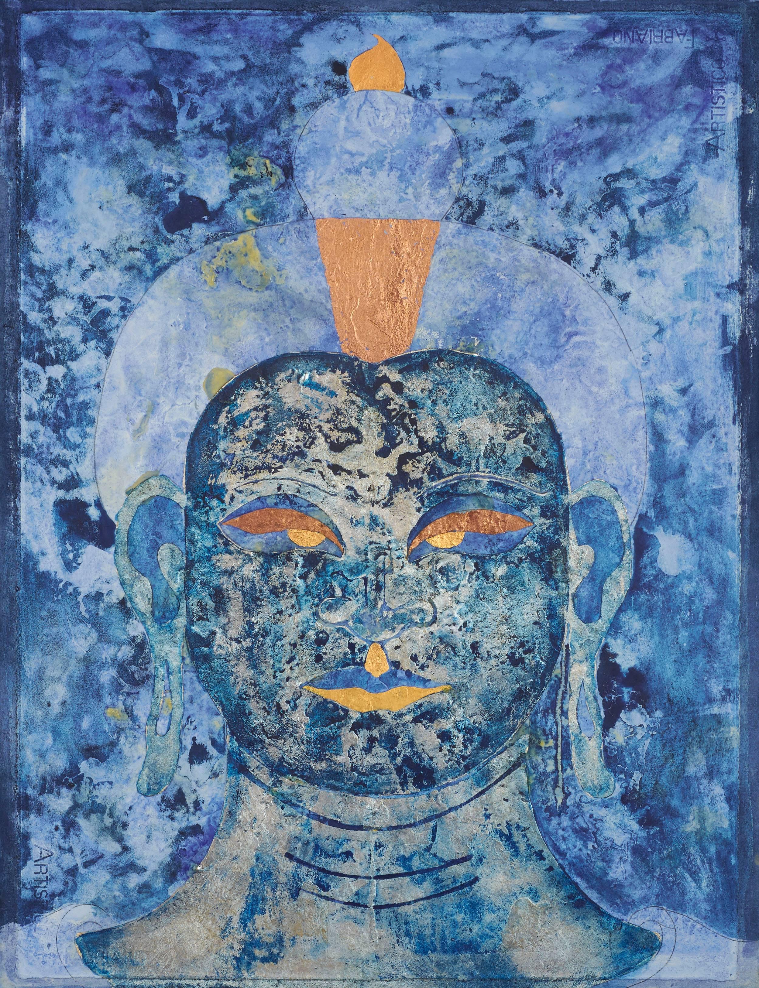 Sax Berlin Figurative Print - Blue Healing Buddha