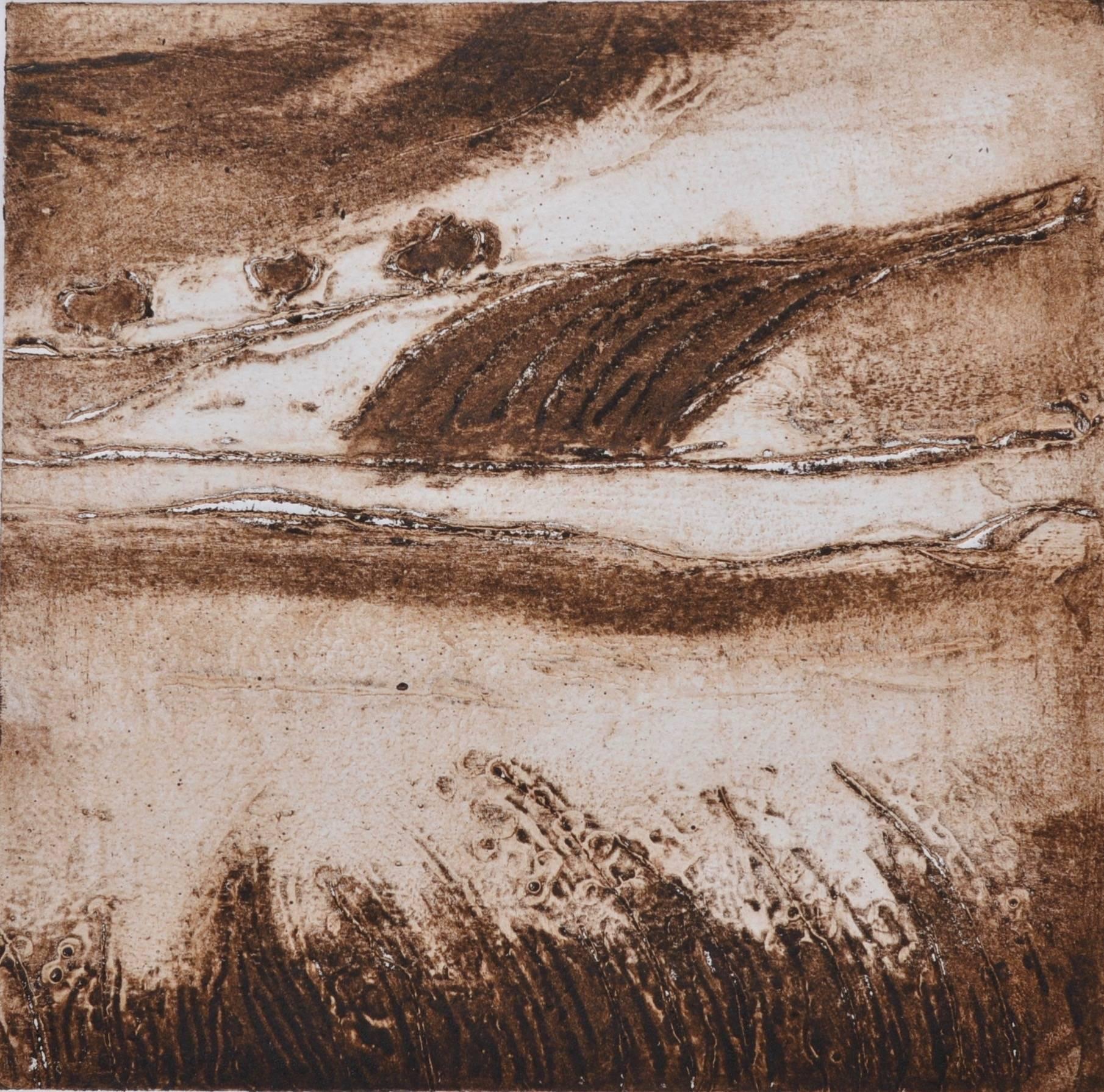 Landscape Print de Ian Laurie - Serpia Paisaje Inglés: Grabado contemporáneo de edición limitada