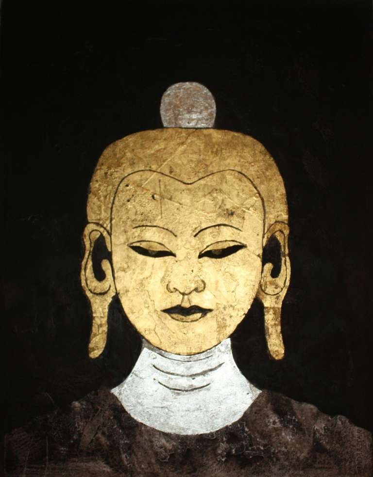 Sax Berlin Portrait Painting - Golden Buddha 24 ct and White gold.