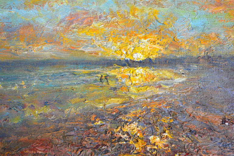 Long Rock Beach, Sunset - Impressionist Painting by Michael Strang