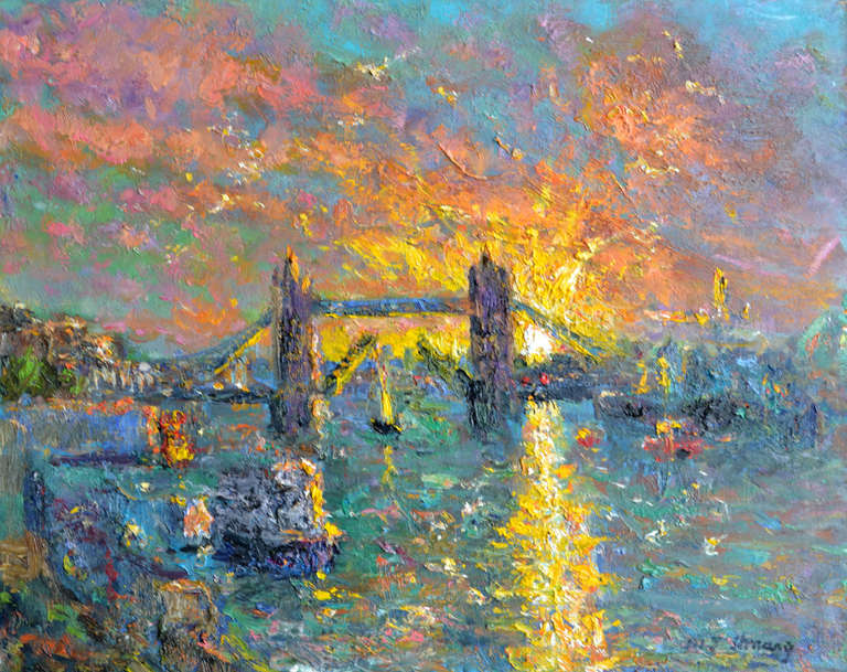 Michael Strang Landscape Painting - Tower Bridge, Sunrise
